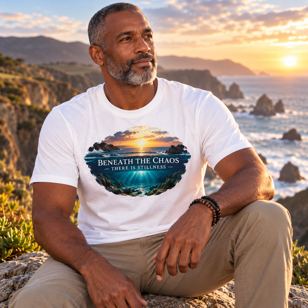 Beneath the Chaos, There Is Stillness T-Shirt – Inspirational Inner Peace & Mindfulness Tee | Spiritual