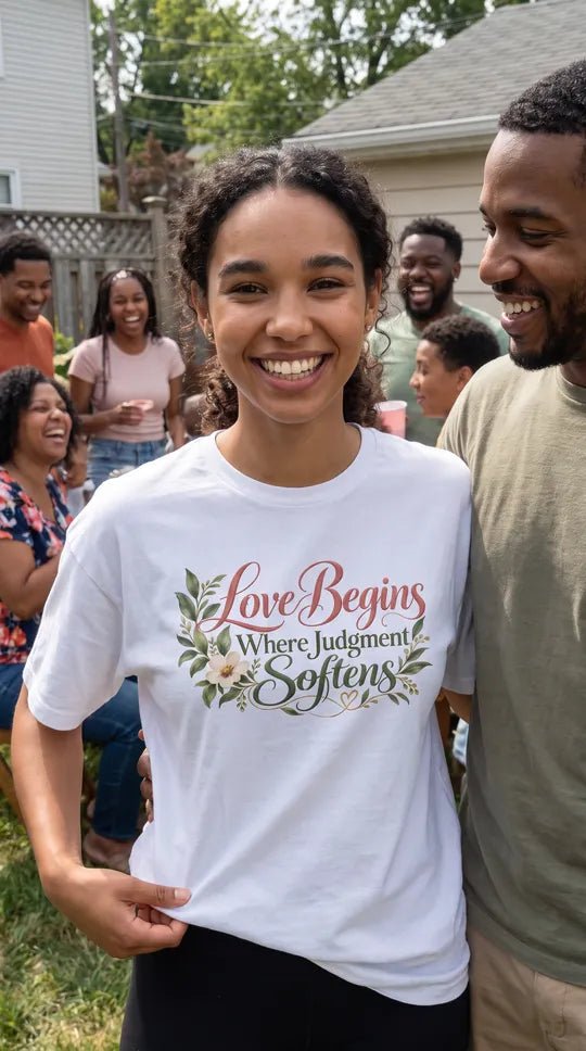 Love Begins Where Judgment Softens | Inspirational Floral T-Shirt